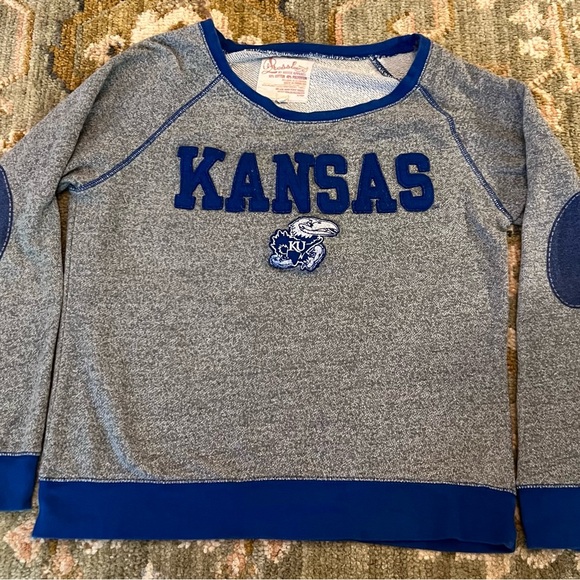 Kansas Jayhawks Women’s  Pressbox Sweatshirt Size Large Color Grey/Blue - Picture 1 of 5
